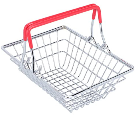 STOBAZA Mini Einkaufskorb Aus Metall Mit Griffen Handlicher Aufbewahrungskorb Für Spielzeug Kosmetik Und Kleinkram Für Rollenspiele Fotografie Supermarkt Zubehör