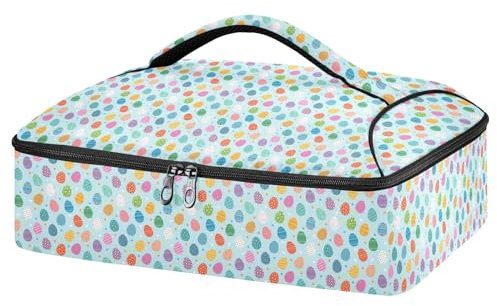 Mnsruu Cocotte colorée pour aliments chauds ou froids, sac de transport isotherme avec couvercle, sac de transport de nourriture pour voyage, fête, pique-nique, Œufs colorés., Taille unique