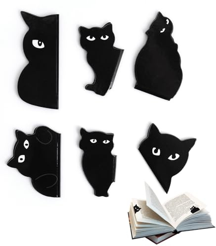 Mabor 6 Stück Magnetische Lesezeichen Katze | Katzen Lesezeichen Glücklich Bookmark Kinder Geschenk für Katzenliebhaber Buchliebhaber Lehrer Kinder Weihnachtsgeschenke