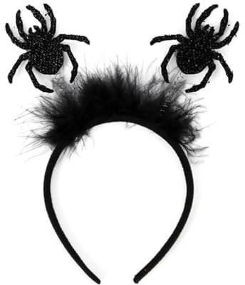 ALEGRE Spinne Haarband Halloween Deko,Spinnen Ohren Haarreif mit Plüsch Glitzereffekt,Halloween Dekoration Accessoires,Spinnen Deko,Haarschmuck Stirnband für Halloween Weihnachte Karneval Party Kostüm