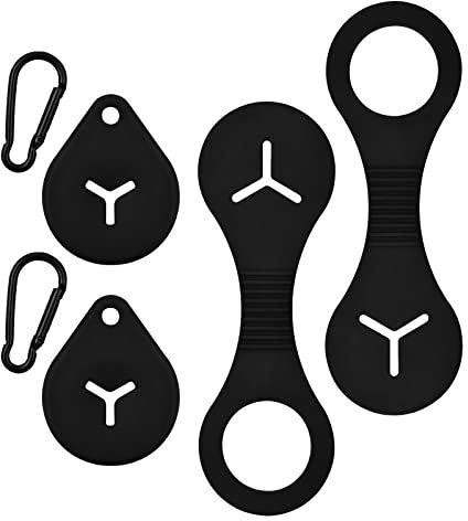 Dokeno Silikon Kotbeutelhalter für Hundekotbeutel 4 Stück Schwarz Kotbeutelhalter mit Karabiner-Clip Freihändiger Kotbeutelhalter Handlicher Anti-Rutsch Hundekotbeutelspender