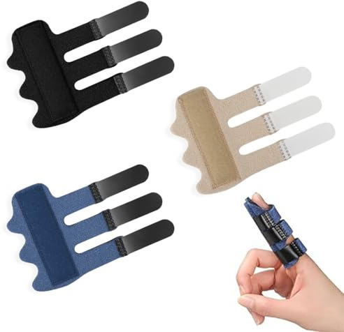 SULIUDAJI 3 Stücke Fingerschiene, Schiene Finger Fingerschiene, Mit Drei Riemen Gesichert, Mittelfinger Kleiner Finger Stabilisator Fingerstütze Fingerorthese, Für Gebrochene, Arthritis Oder Tendiniti