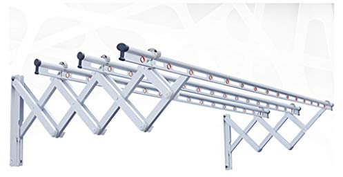 Tendedero Pared Extensible 3 carriles retráctil para Interior y Exterior, tendedero balcón, 120/150 cm