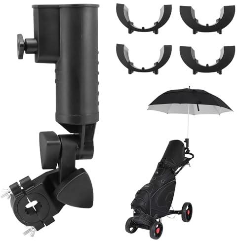 BangBoom Golf Push Cart Umbrella Holder, Adjustable Golf Trolley Umbrella Clamp Stand, Universal Umbrella Attachment for Chair Stroller Wheelchair Fishing Bike Beach