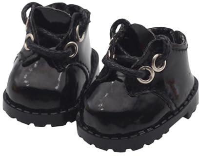 FLCPJGV Puppenschuhe für Kleine Mädchen, Ankleidezubehör für 15 cm Puppen, Schwarz