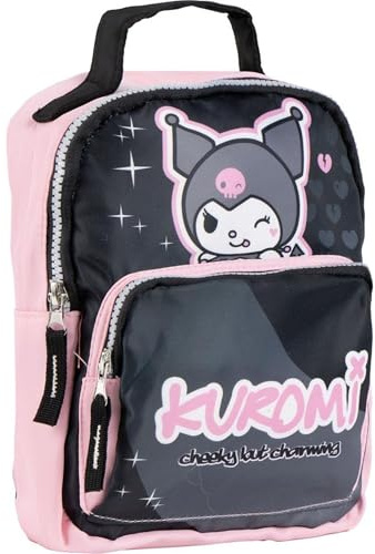 Zaino per bambini Tempo libero Hello Kitty Kuromi in colore rosa e nero con 2 scomparti 19 x 23 x 8 cm, multicolore, Estándar, Casual
