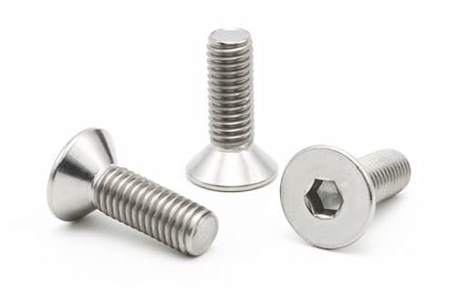 DEPYEE 10 Stück M2 M2,5 M3 M4 M5 M6 M8 M10 M12 M16 Sechskant-Innensechskant-Senkkopfschraube Flachkopfschrauben 304 Edelstahl DIN7991(70mm X10pcs,M5)
