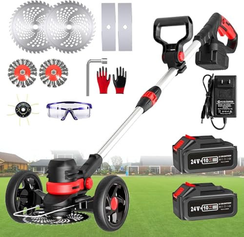 Rasentrimmer mit Akku und Unkrautbürste,Freischneider Akku 4.0Ah 21V Akku Elektro Motorsense für Heimnutzung