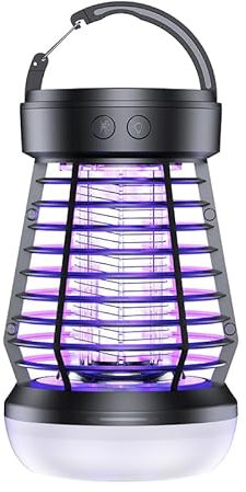 Lampada Antizanzare, Zanzara Killer Con Lampada Uv, Lampada Zanzare Interno,Impermeabile IPX5,2000V, Ricaricabile,Con Luce a Led, Adatto Per Il Campeggio, l'Interno,l'Esterno e Il Giardino (Nero 1)