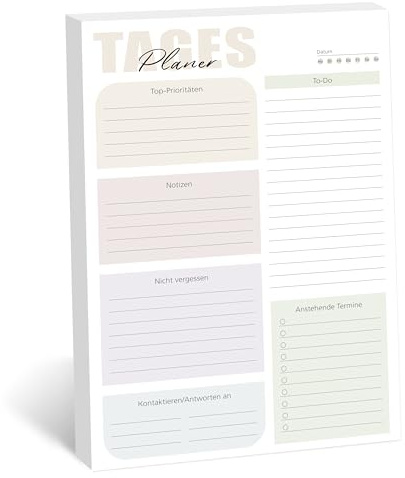 BIROYAL A4 To Do Listen Block - Reißbar Tagesplaner Undatiert - 50 Blatt To Do Planer - Daily Planner mit To-do-Liste, Notizen & Nicht Vergessen - Perfekt für Büro, Schule & Organizer