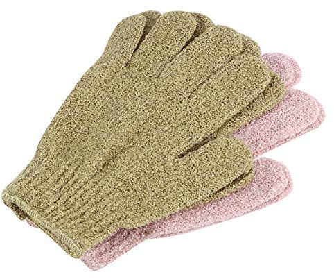 PACKOVE 2 Paare Peeling Handschuhe für Körperpflege Fünf Finger Badeschäumer und Grün für Sanftes Peeling und Massage für Männer und Studenten