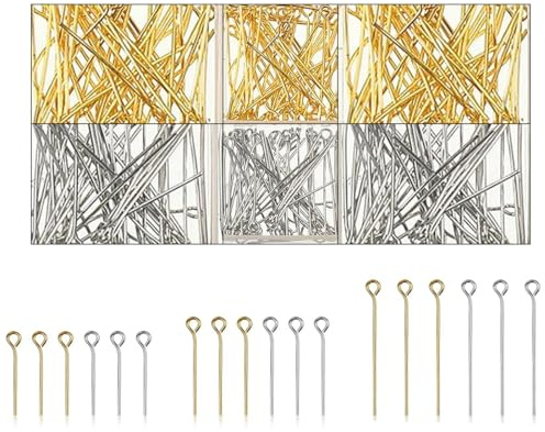 ZORVYN 1 Schachtel mit 900 Stück Nietstifte Schmuckherstellung, Schmuckherstellung ZubehöR Etwa, Kettelstifte Verschiedene GrößEn, Kettelstifte Ohrring Stecker FüR Schmuck Diy