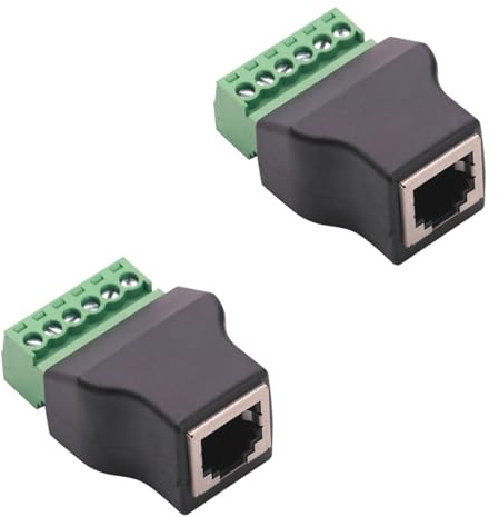 Harrisen RJ12 femmina a morsetti a vite a 6 pin, 2 pezzi | Adattatore connettore RJ12 6P6C, connettore per cavo telefonico, adattatore audio