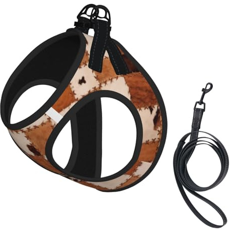 Leder-Patchwork-Strukturhintergrund_104611498 Hundegeschirr und Leine ohne Ziehen, niedliche, reflektierende, verstellbare Weste für kleine Hunde, atmungsaktives Mesh-Welpengeschirr zum Spazierengeh