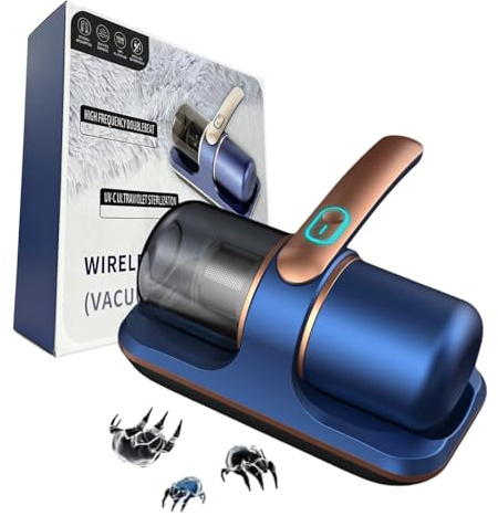 bergxperten mitelipik mattress vacuum cleaner with uv light Handheld Vacuum Cleaner with UV-C Light, 100W, 10,000Pa Suction Power, Effectively Removes 95% Dust Mites, Rechargeable Mattress Cleaner
