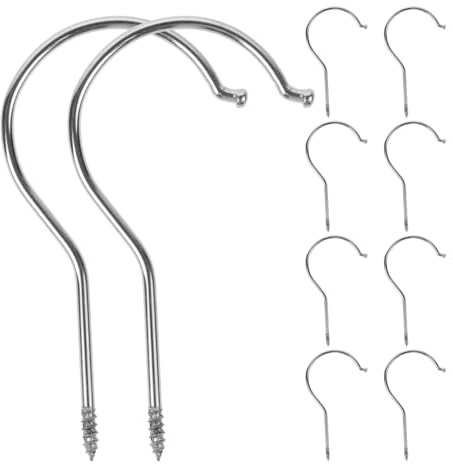VICASKY 10 ganchos de rosca de hierro fundido, ganchos para colgar perchas, ganchos para colgar ropa, ganchos de bricolaje para atornillar para placas de yeso de yeso, cables, cadenas, cuerdas, baños