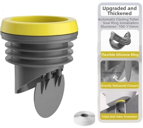 LatoYard Joint de bride de toilette pour anneau avec clapet anti-retour anti-odeur triple protection haute élasticité en silicone ABS pour tuyaux d'évacuation de toilettes standard de 100 à 110 mm