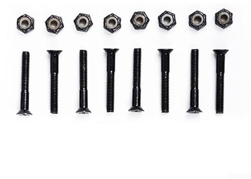 Gdfnmogo Replacement Skateboard Screws and Nuts, 16Pcs Set with Lasting Medium Carbon Steel, Anti-Rust Treatment, M5 Thread for Longboard Hard(Black M5×28mm)