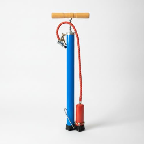 SiaBiced Hochdruck Fahrradpumpe Standpumpe aus Metall für Fahrradreifen, Bälle und Reifen – Stilvolle Luftpumpe, Hinweis: Holzgriff/Eisengriff zufällig