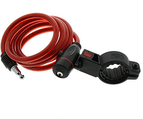 Burg Wächter Fahrradschloss mit Schlüssel, Spiralschloss mit Halterung, Diebstahlsicherung, Seilschloss Kabelschloss Stahlseilschloss, 150 cm lang, Ø 8 mm, farbig sortiert (zufällige Farbwahl), 1260 150, Farblich Sortiert