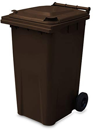Yellowshield 240 Litre Wheelie Bin - Brown (Standard Household Size) - Typically Used For Garden Waste, EN 840 standard, 590 (w) x 760 (d) x 1190 (h) mm