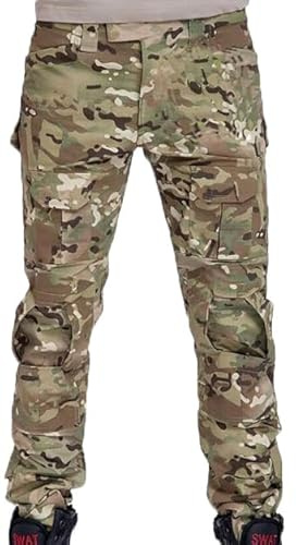 ATAIRSOFT Männer Kampfhose Armee Militärische Taktische Airsoft Paintball Schießen BDU Hose mit Knieschützern MC XL