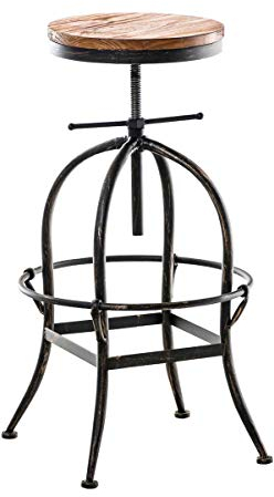 CLP Metall-Barhocker Strong mit höhenverstellbarem Holzsitz | Thekenhocker mit Fußstütze | In verschiedenen Farben erhältlich, Farbe:bronze