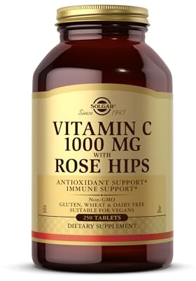 Solgar Vitamin C 1000 mg with Rose Hips Tablets - Pack of 250 - Supports Immunity - For Tiredness and Fatigue - Collagen Formation Support - Vegan