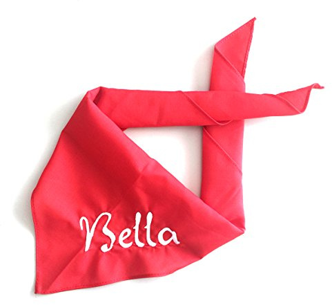 Schnoschi, foulard per cani, con nome a scelta, ricamato, colore rosso
