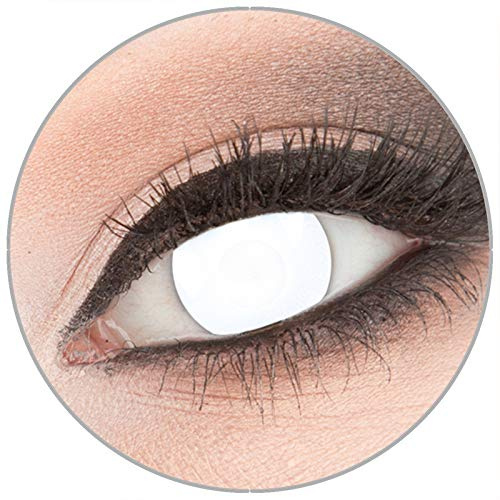 Farbige weiße 'Blind White' Kontaktlinsen von 'Evil Lens' zu Fasching Karneval Halloween 1 Paar weiße weisse Crazy Fun Kontaktlinsen mit Behälter ohne Stärke