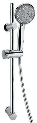 Paini - Ground 50CR126B4BL/G Saliscendi completo per Doccia con Doccetta 3 getti e Flessibile 1,5 m, finiture Cromate e brillanti, Colore Cromo