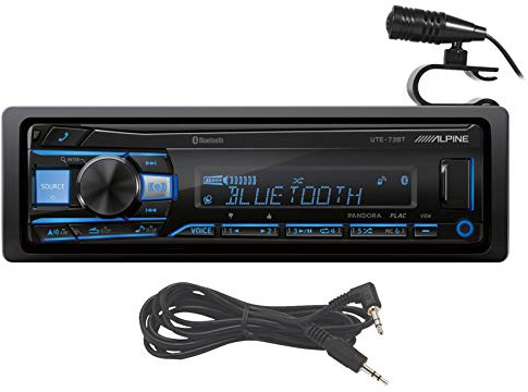 Alpine UTE-73BT Digital Media Bluetooth Car Stereo Receiver w/USB+ Absolute AUX Cable