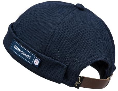 CLAPE Watch Cap Commando Work Beanie Corduroy Docker Leon Brimless Hat Rullad manschett Harbour hatt, CT18-marinblå, 54-60