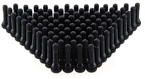 Trintion 100Pcs Car Tire Valve Stem TR414 Car Tyre Caps Rubber Snap in Tubeless with Metal Valve Puller Tool Dust Caps for Car Tyres Tubeless Rim Holes on Standard Vehicle Tires