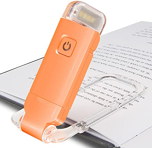 HONWELL Lampe de Lecture Rechargeable USB - 3 Réglages de Luminosité Pour la Protection Des Yeux, Flexible Pince Pour Lire Au Lit, eReaders, Voyage - Orange