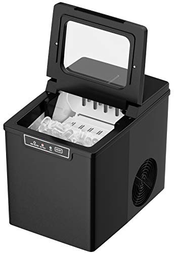 DREAMADE Machine à Glaçons 105W 12KG/24H en PP, Appareil de Préparation de Glace avec 9 Glaçons par 8 Min, 1,85L de Réservoir d'Eau et 2 Tailles de Glaçons