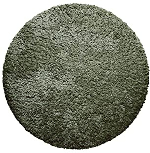 Homie Living Matteo gewebter Teppich, 80 cm rund, grün | Läufer, nachhaltig, modern, einfarbig, kuschelig weich und sehr flauschig, Hochflor bestens geeignet für Wohnzimmer