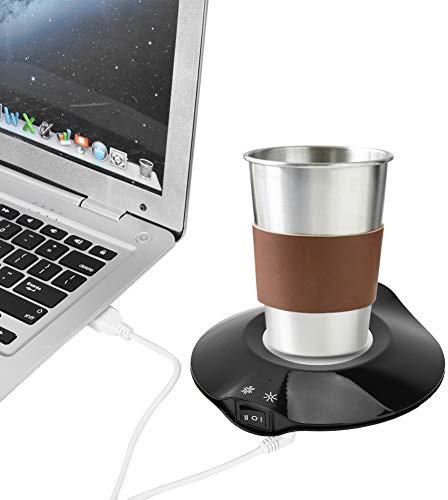 USB Cold and Hot Coasters, 2 in 1 Beverage Warmer and Drink Cooler, -3℃- 65 ℃ USB Heating and Cooling Mat Coffee Tea Beverage Cans Cooler & Warmer Heater Chilling Coasters(Black)