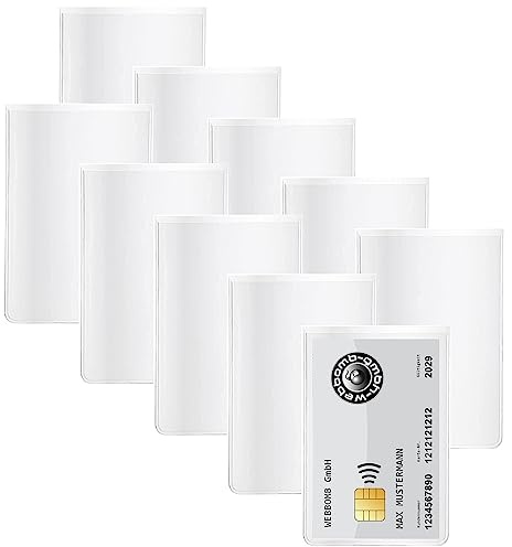webbomb® 10 Stück Ausweishülle Kartenhülle für Ausweise Bankkarten Personalausweis Kreditkarten Fahrkarten Führerschein für Geldbörse Wallet 10x Klarsicht Schutzhülle transparent