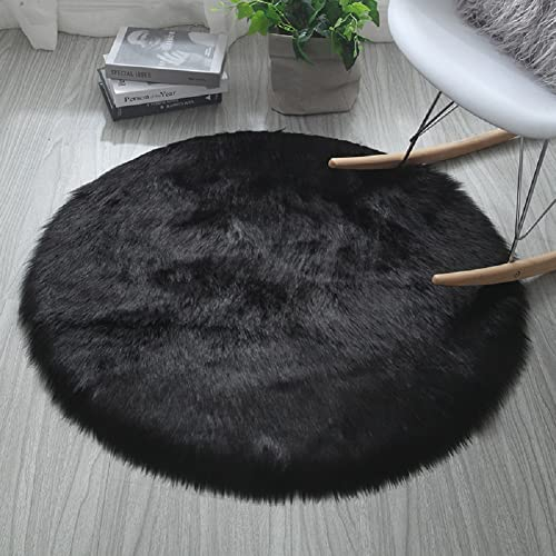 CAYBES® fårskinn fuskpäls (120 x 120 cm rund), fuskpälsmattan är maskintvättbar, fuskpälsmattan kan användas som dekorativ päls för sänglöpare, omklädningsrum, stol, soffa