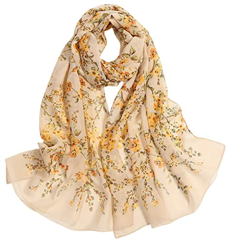 FAIRYGATE Seidentuch Haare Chiffon Seiden Tuch Frühlings Blume Hochwertiger Schal für Damen Mädchen Halstuch Umschlagstuch Loop weicher Schlauchschal für Sommer Herbst und Winter A4411