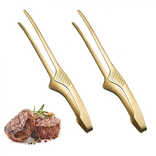 Wudaizhi 2 Pcs Korean Bbq Tongs Self-standing Grill Tongs Non-slip Tweezers Cooking Utensils for Serving Food, Salad, Barbecue, Buffet