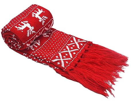 SEWACC Weihnachtsschal Mit Schneeflocken Strickschal Rentiermuster Winterschal Weihnachtskostüm Für Männer Und Frauen