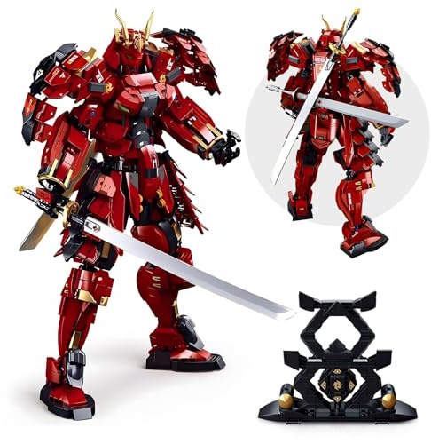 HIGH GODO Samurai Mech Warrior Model Building Sets, Double Swords Robot Building Blocks Toy Set, 923 Pieces Creative Collectible Gift for Adults Man Teens 14+