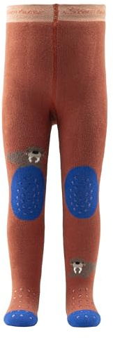 Sterntaler Baby Krabbelstrumpfhose mit Motiv Walross, Junge - Anti-Rutsch-Noppen an Knie, Spann und Sohle - Krabbelhose Baby - lehmbraun, 80