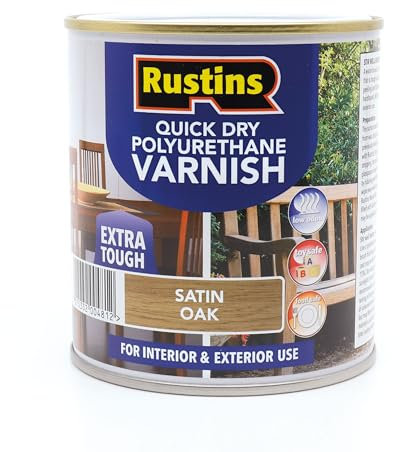 RUSTINS Quick Dry Poly Varnish Satin Oak 1ltr