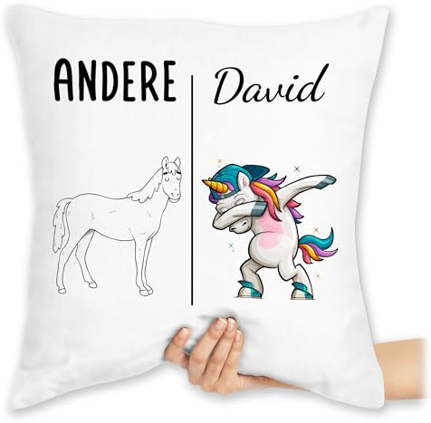 Kissen 40x40 Zierkissen - Einhörner - Andere Du Einhorn - Lustiges Geschenk - 40 x 40 cm - Weiß - einhornkissen Unicorn Einhorn-Kissen Unicorns kuschelkissen einhörnern mädchen personalisierter