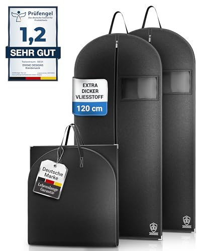 Kleidersack 2er Set 120x60cm mottensicher - Reise Kleidertasche mit Reißverschluss zur Aufbewahrung - Kleiderhülle Schutzhülle für XXL Anzüge, Mäntel, Jacken - Kleidersäcke, Anzugtasche, Hemdentasche