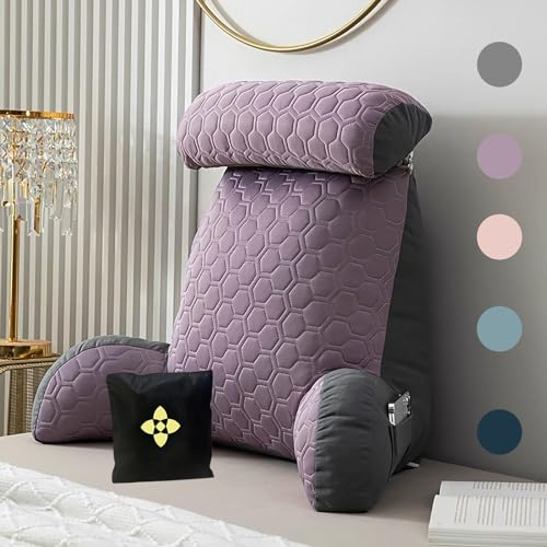Kopfteil-Kissen, Bettruhe-Lesekissen/Lesekissen mit waschbarem Bezug und Beutel. Rückenstützkissen for das Bett. Lendenwirbelstützkissen mit Nacken-/Armstütze. Rückenlehnenkissen/Rückenkissen for Lese