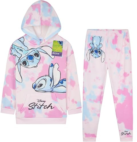 Disney Stitch Chandal Niña Conjunto de Ropa Deportiva Tie Dye con Sudadera Capucha y Pantalones Chandal Regalos para Niñas (13-14 Años, Multi Tie Dye)